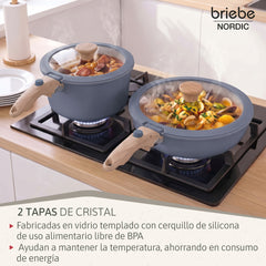 Batería Cocina Nordic Nest Inducción Cerámica Mango Extraíble Apilable 13 Piezas Gris