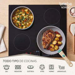 Batería Cocina Nordic Nest Inducción Cerámica Mango Extraíble Apilable 13 Piezas Verde