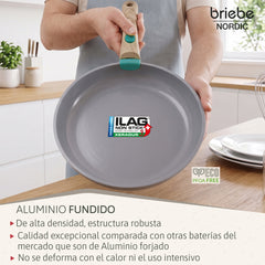 Batería Cocina Nordic Nest Inducción Cerámica Mango Extraíble Apilable 13 Piezas Verde