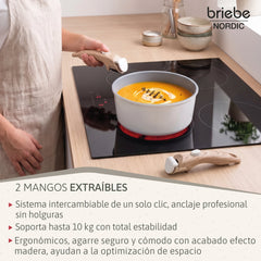 Batería Cocina Nordic Nest Inducción Cerámica Mango Extraíble Apilable 13 Piezas Blanco