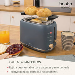 Set Nordic Cafetera Espresso 20 Bares Cápsulas y Café Molido Espumador Leche + Tostadora Ranura Ancha 2 Rebanadas 6 Niveles Tostado Gris