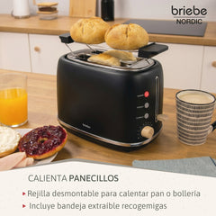 Set Nordic Cafetera Espresso 20 Bares Cápsulas y Café Molido Espumador Leche + Tostadora Ranura Ancha 2 Rebanadas 6 Niveles Tostado Negro