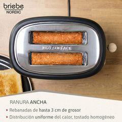Set Nordic Cafetera Espresso 20 Bares Cápsulas y Café Molido Espumador Leche + Tostadora Ranura Ancha 2 Rebanadas 6 Niveles Tostado Negro