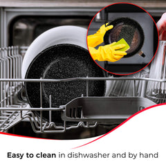 Juego 2 Sartenes Granitec Inducción Antiadherentes Ø 24-28 + 2 Mangos Extraíbles + Tapas