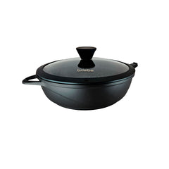 Juego 2 Sartenes Granitec Inducción Antiadherentes Ø 24-28 + 2 Mangos Extraíbles + Tapas