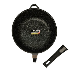 Juego 2 Sartenes Granitec Inducción Antiadherentes Ø 24-28 + 2 Mangos Extraíbles + Tapas