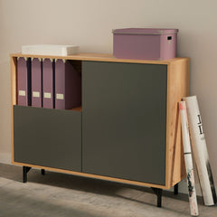 Aparador Fokus 83x112x33 cm Roble Gold /Gris