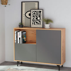 Aparador Fokus 83x112x33 cm Roble Gold /Gris