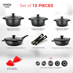 Batería Cocina Inducción + Juego Sartenes Granitec MGK1819