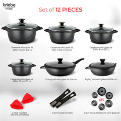 Batería Cocina Inducción + Juego Sartenes Granitec MGK1219