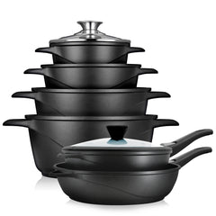 Batería Cocina Inducción + Juego Sartenes Granitec MGK1219