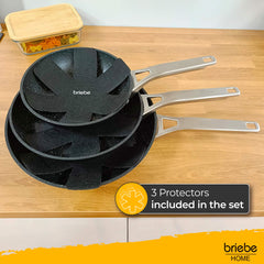 Juego de 3 Sartenes Antiadherentes Inducción Black Titanium Ø 18-20-24 cm