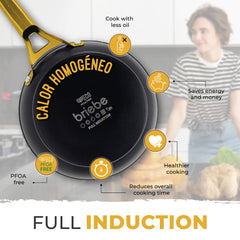 Juego de 3 Sartenes Antiadherentes Inducción Gold Titanium Ø 18-20-24