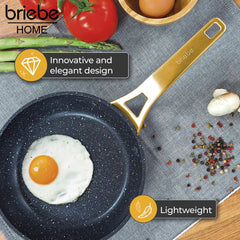 Juego de 3 Sartenes Antiadherentes Inducción Gold Titanium Ø 18-20-24