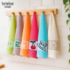 Set de 12 Paños de Cocina briebe Home 100% Algodón Rizo 50X50cm, Alta Absorción y Suavidad Colores Bordados