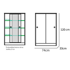 Armario Nova Bajo Correderas 120x74x33 cm Cambrian/Blanco