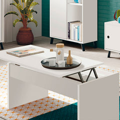 Mesa Opal Elevable 58x100x50/47x100x50cm Blanco