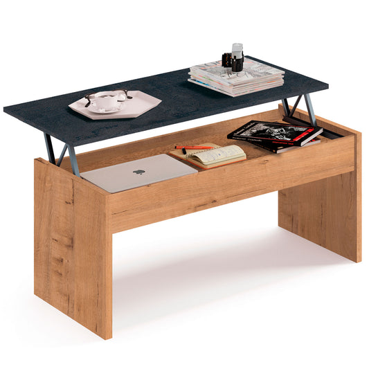 Mesa Opal Elevable 58x100x50/47x100x50cm Roble Gold/Mármol