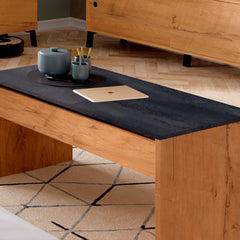 Mesa Opal Elevable 58x100x50/47x100x50cm Roble Gold/Mármol