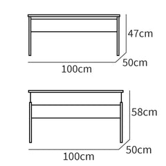 Mesa Opal Elevable 58x100x50/47x100x50cm Blanco