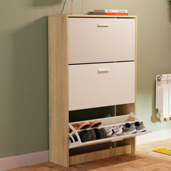 Zapatero Nova 3 Puertas 119.5x74x25 cm Cambrian/Blanco