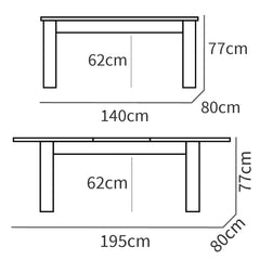 Mesa Opal extensible 77x140x80/77x195x80 Roble Aurora