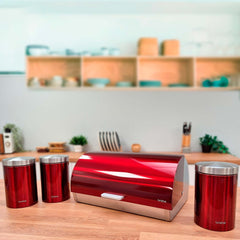 Set Metallic Panera + 3 Botes Rojo/Inox