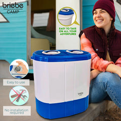 Mini Lavadora briebe Camp Portátil Camping con Centrifugado 3Kg Blanco/Azul