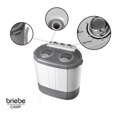 Mini Lavadora briebe Camp Portátil Camping con Centrifugado 3Kg Blanco/Gris