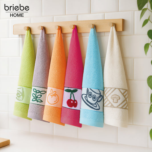 Set de 12 Paños de Cocina briebe Home 100% Algodón Rizo 50X50cm, Alta Absorción y Suavidad Colores Bordados