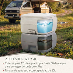 WC briebe Camp Compact Plus Inodoro Portátil Químico Adultos Potty 20L Camping Camper