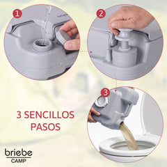 WC briebe Camp Compact Plus Inodoro Portátil Químico Adultos Potty 20L Camping Camper