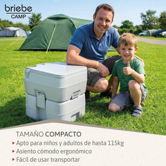 WC briebe Camp Compact Plus Inodoro Portátil Químico Adultos Potty 20L Camping Camper