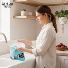 Set de 6 Paños de Cocina briebe Home 100% Algodón Rizo 50X50cm, Alta Absorción y Suavidad Colores Bordados