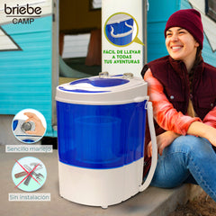 Mini Lavadora briebe Camp Portátil Camping con Centrifugado 3Kg Azul