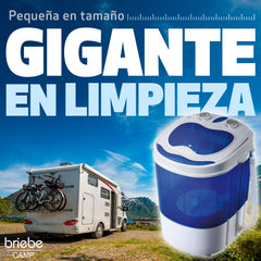 Mini Lavadora briebe Camp Portátil Camping con Centrifugado 3Kg Azul