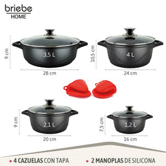 Batería Cocina Granitec Inducción 8 Piezas MGK17