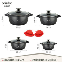 Batería Cocina Granitec Inducción 8 Piezas MGK12