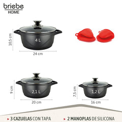 Batería Cocina Granitec Inducción 6 Piezas MGK18
