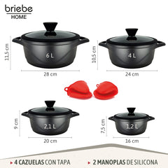 Batería Cocina Granitec Inducción 8 Piezas MGK12S