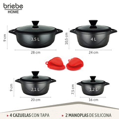 Batería Cocina Granitec Inducción 8 Piezas MGK17S