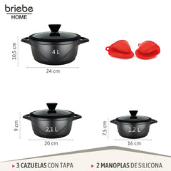 Batería Cocina Granitec Inducción 6 Piezas MGK18S