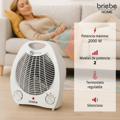 Calefactor Ventilador Eléctrico Portátil 2000W  HT1126 Blanco