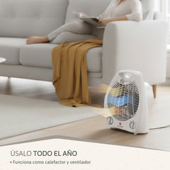 Calefactor Ventilador Eléctrico Portátil 2000W  HT1126 Blanco