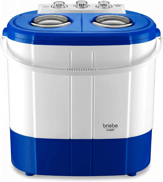 Mini Lavadora briebe Camp Portátil Camping con Centrifugado 3Kg Blanco/Azul