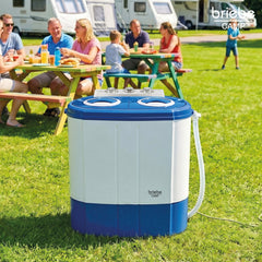 Mini Lavadora briebe Camp Portátil Camping con Centrifugado 3Kg Blanco/Azul