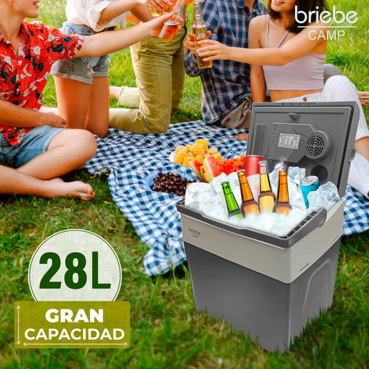 Nevera briebe Camp Portátil Eléctrica de Viaje Camping 28L Gris