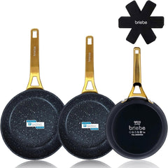 Juego de 3 Sartenes Antiadherentes Inducción Gold Titanium Ø 18-20-24