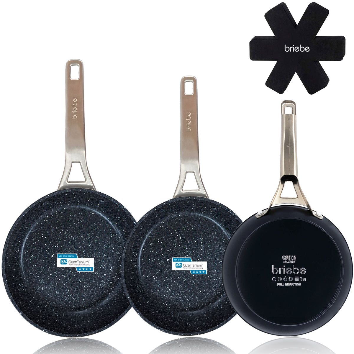 Juego de 3 Sartenes Antiadherentes Inducción Black Titanium Ø 18-20-24 cm