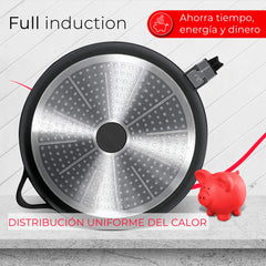 Juego 2 Sartenes Granitec Inducción Antiadherentes Ø 24-28 + 2 Mangos Extraíbles + Tapas